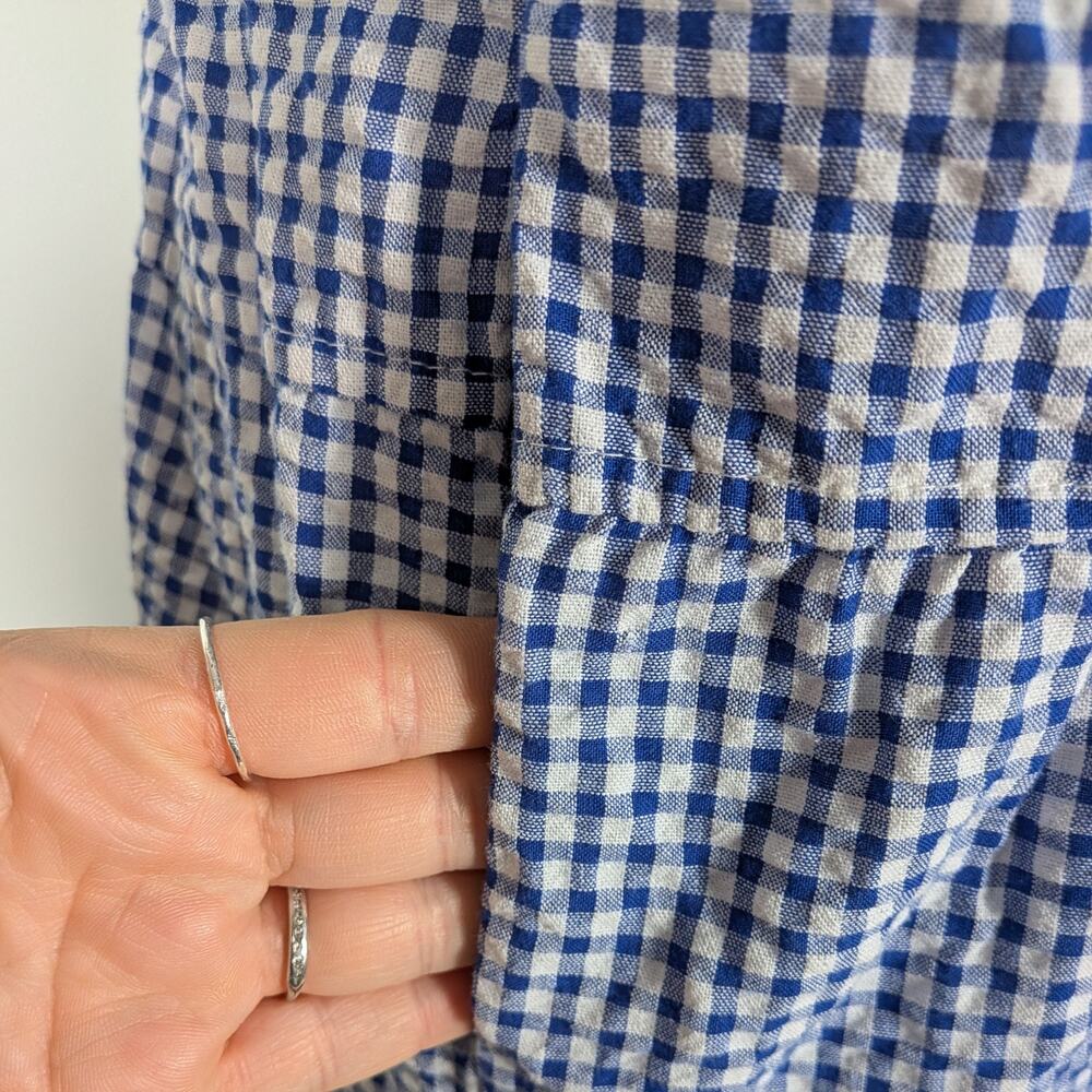 Old Navy Gingham Maxi Dress Xl Blue White Tiered Cottagecore Picnic Oz Dorothy - Picture 8 of 12